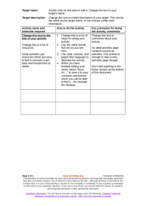 Activities Sheet Template