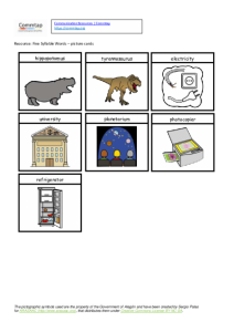 Five Syllable Words Picture Cards