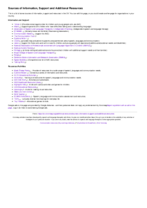 Sources of Information, Support and Additional Resources